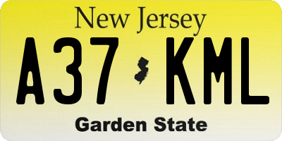NJ license plate A37KML