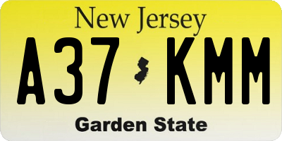NJ license plate A37KMM
