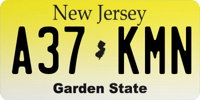 NJ license plate A37KMN