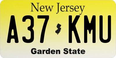 NJ license plate A37KMU