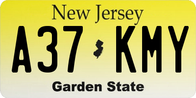 NJ license plate A37KMY