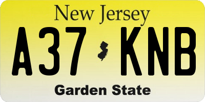 NJ license plate A37KNB