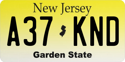 NJ license plate A37KND