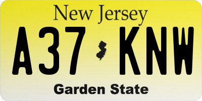 NJ license plate A37KNW