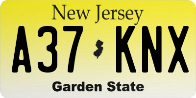 NJ license plate A37KNX