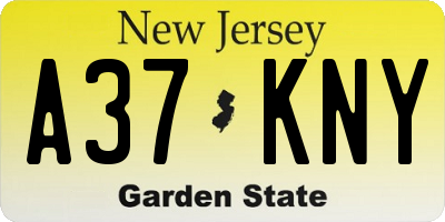 NJ license plate A37KNY