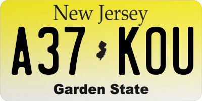 NJ license plate A37KOU