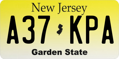 NJ license plate A37KPA