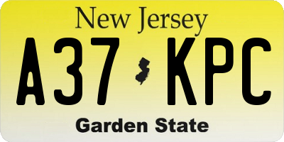 NJ license plate A37KPC