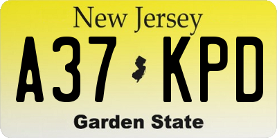 NJ license plate A37KPD