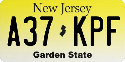 NJ license plate A37KPF