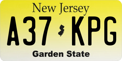 NJ license plate A37KPG