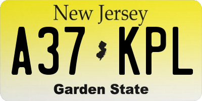NJ license plate A37KPL
