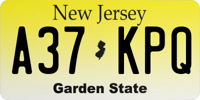 NJ license plate A37KPQ