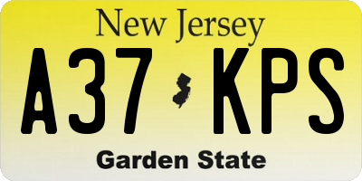 NJ license plate A37KPS