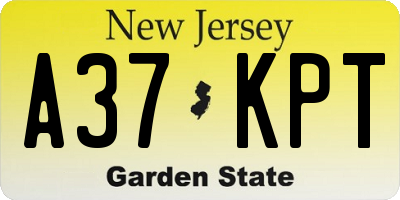 NJ license plate A37KPT