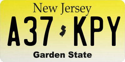 NJ license plate A37KPY