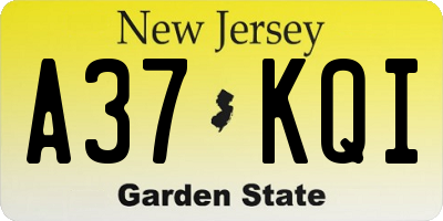 NJ license plate A37KQI