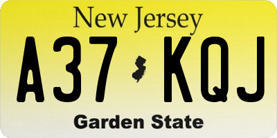 NJ license plate A37KQJ