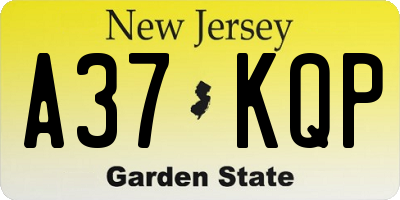 NJ license plate A37KQP