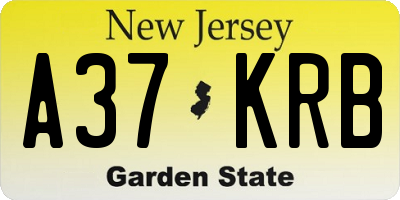 NJ license plate A37KRB