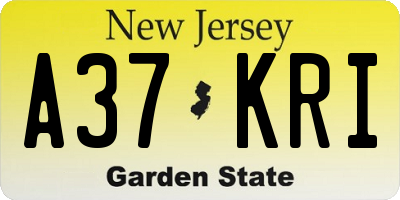 NJ license plate A37KRI