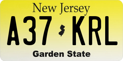 NJ license plate A37KRL