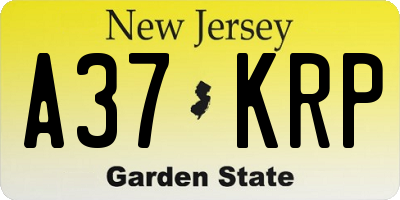 NJ license plate A37KRP
