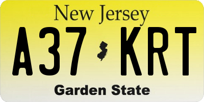 NJ license plate A37KRT