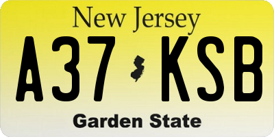 NJ license plate A37KSB