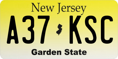 NJ license plate A37KSC