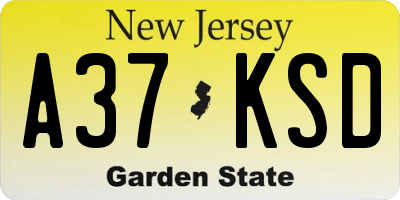 NJ license plate A37KSD