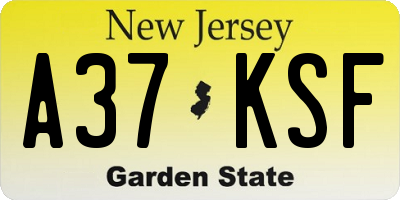 NJ license plate A37KSF