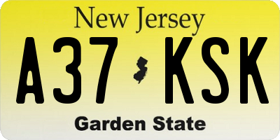 NJ license plate A37KSK