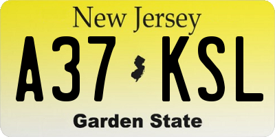 NJ license plate A37KSL