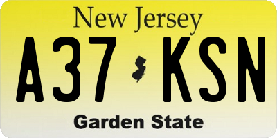 NJ license plate A37KSN