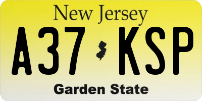 NJ license plate A37KSP
