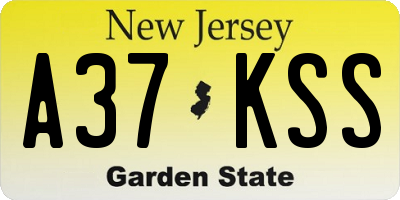 NJ license plate A37KSS