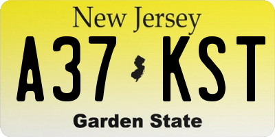 NJ license plate A37KST