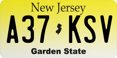 NJ license plate A37KSV