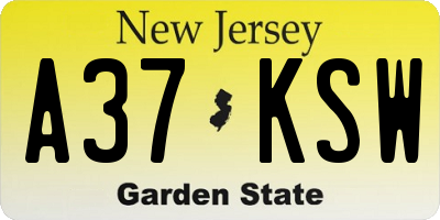 NJ license plate A37KSW