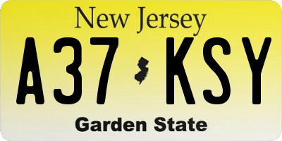 NJ license plate A37KSY