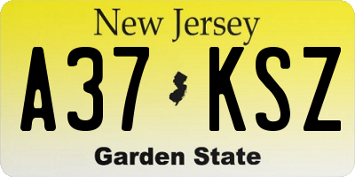 NJ license plate A37KSZ
