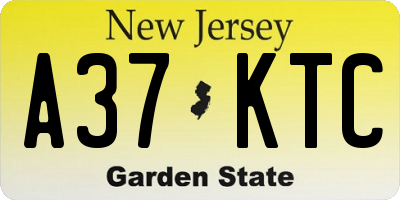 NJ license plate A37KTC