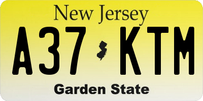 NJ license plate A37KTM