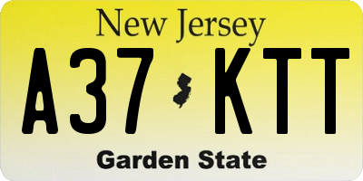 NJ license plate A37KTT