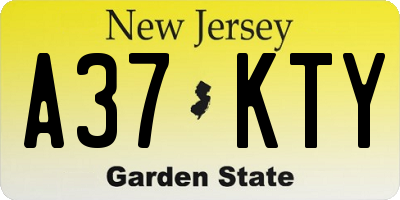 NJ license plate A37KTY