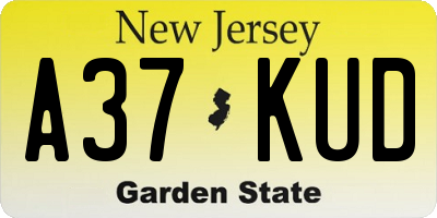 NJ license plate A37KUD