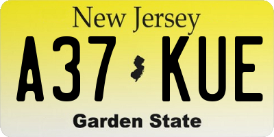 NJ license plate A37KUE