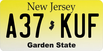 NJ license plate A37KUF